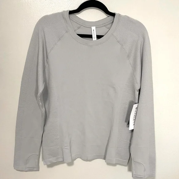 NWT Athleta Flurry Seamless Crewneck Top Gray Size XL - Picture 1 of 5